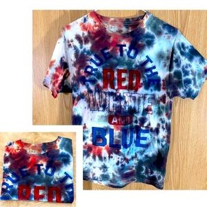 Patriotic Red/White/Blue Tie Dye Crew Tee Top